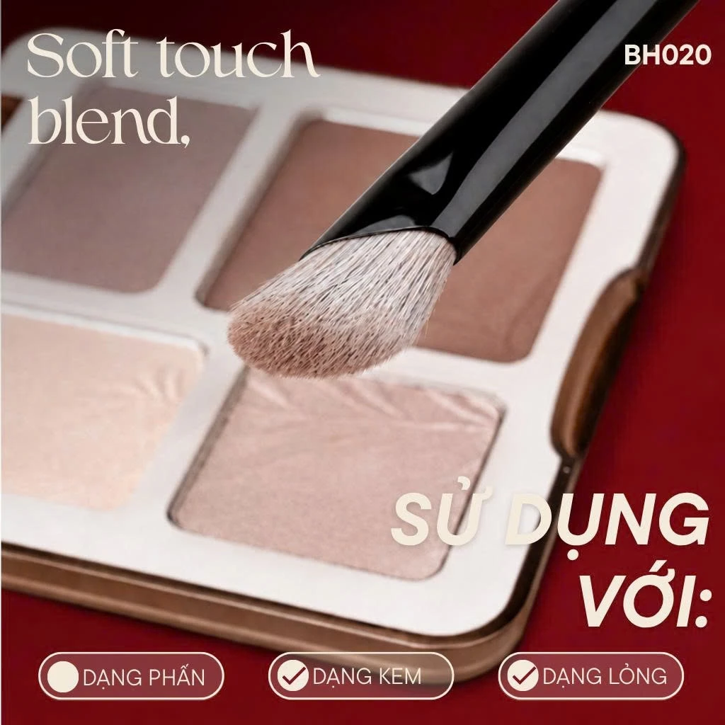 Cọ Tạo Khối Sống Mũi Đầu Vát Dạng Kem Và Phấn BH Cosmetics Angled Concealer Brush BH020